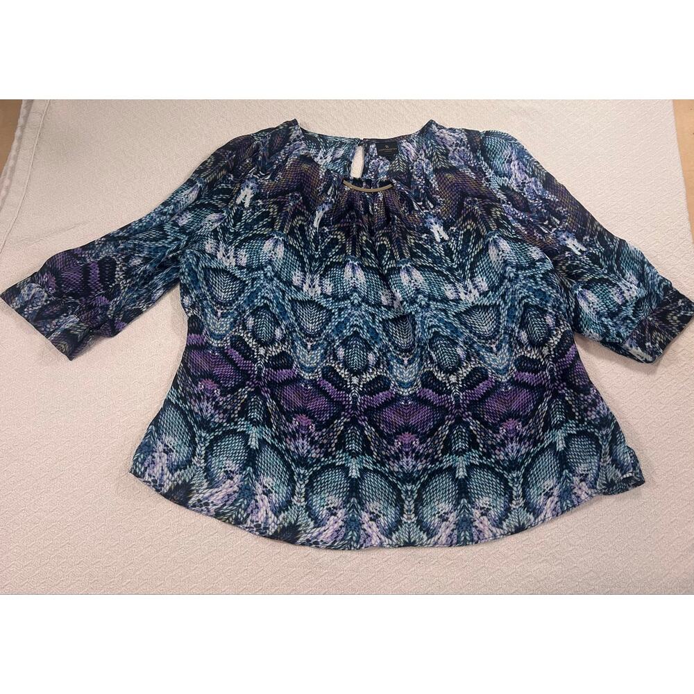 Worthington Blouse 1x short sleeve lightweight multicolor